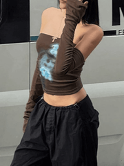Vintage Off Shoulder Long Sleeve Tee