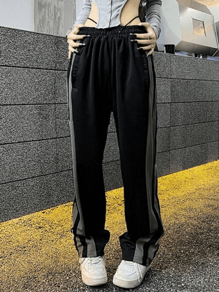 Vintage Side Striped Black Sweatpants