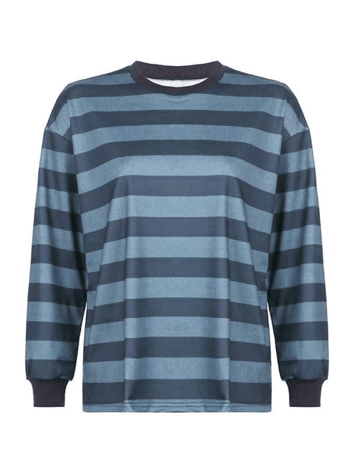 Vintage Striped Oversized Pullover Sweatshirt