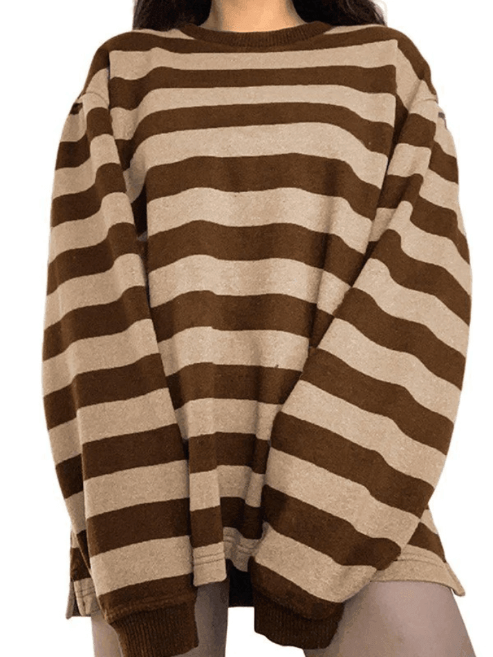 Vintage Striped Oversized Pullover Sweatshirt