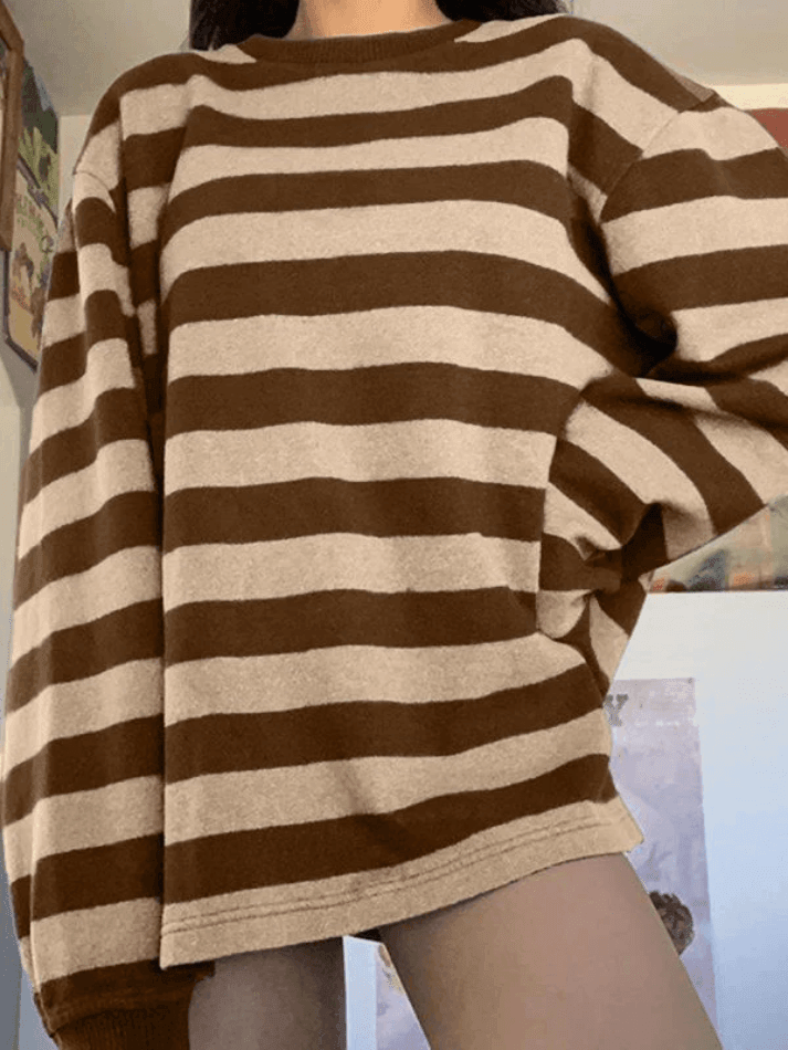 Vintage Striped Oversized Pullover Sweatshirt