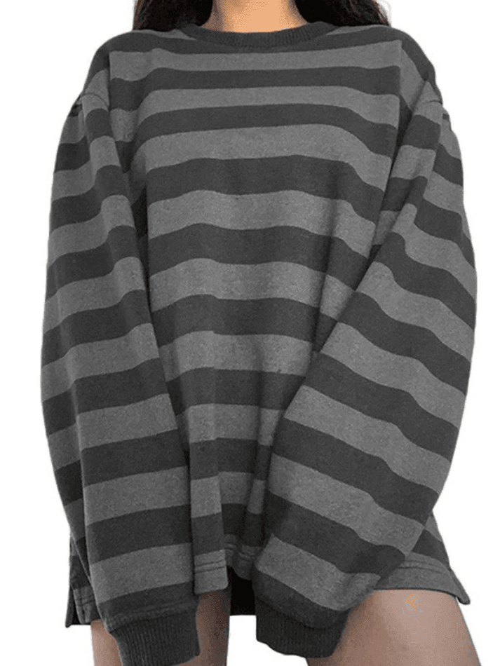Vintage Striped Oversized Pullover Sweatshirt