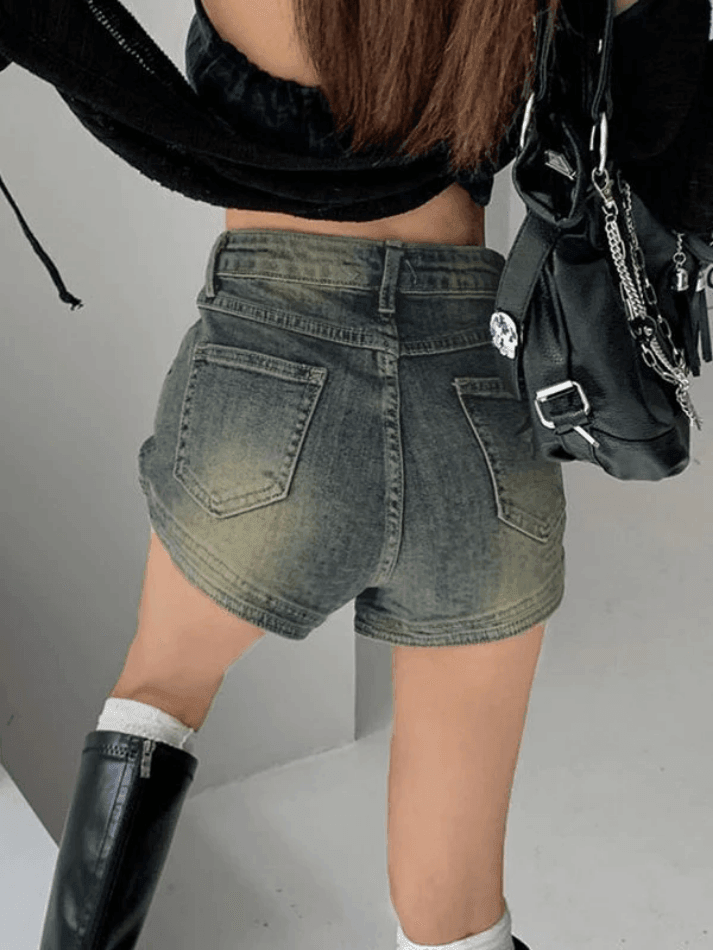 Vintage Wash Faded Denim Hot Shorts