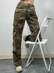 Washed Pocket Camo Cargo Jeans