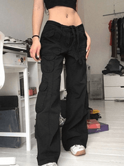 Washed Pocket Patched Cargo Jeans