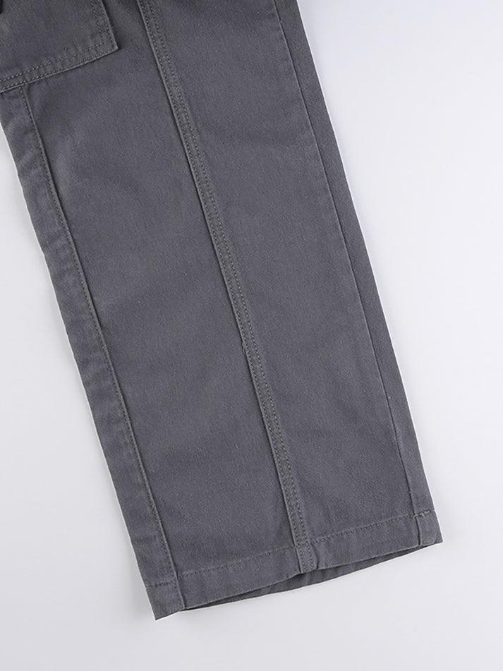 Washed Pocket Solid Cargo Pants