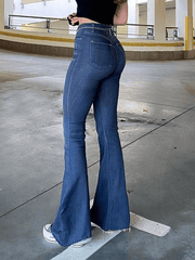 Washed Push Up Flare Leg Jeans