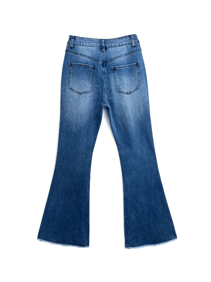 Washed Push Up Flare Leg Jeans