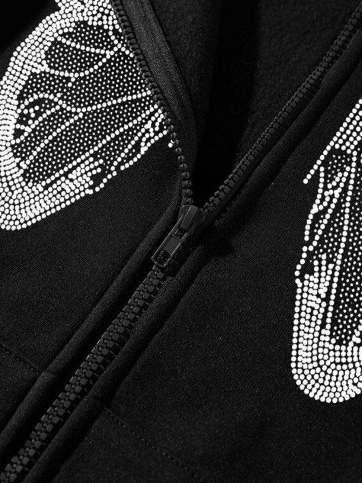 Y2K Butterfly Oversized Zip Up Hoodie