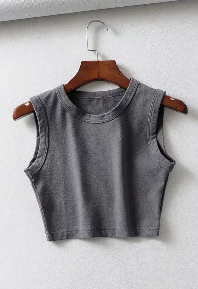 Yoga Solid Cropped Tank Top