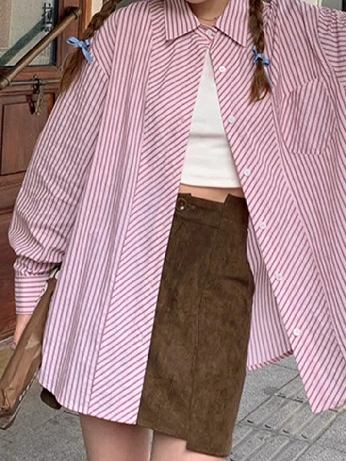 Casual Striped Print Long Sleeve Blouse