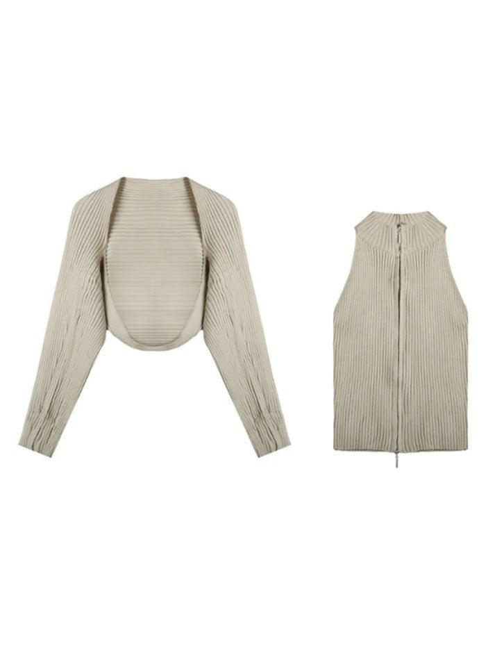 Solid Ribbed Knit Cardigan