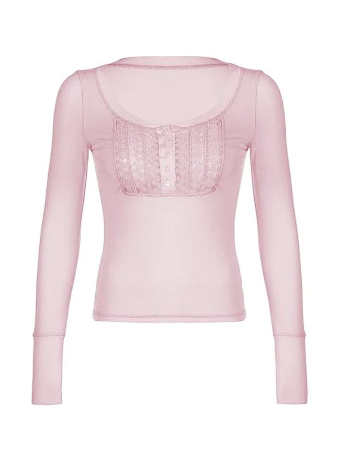 Lace Splice Long Sleeve Tee