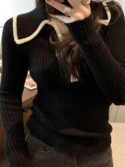 Lapel Neck Half Zip Sweater