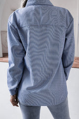 Bxoxo - Fashion Casual Striped Solid Turndown Collar Tops