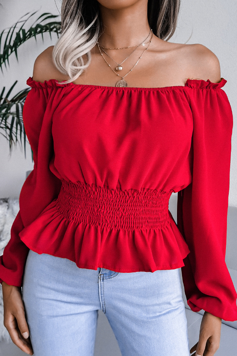 Bxoxo - Fashion Elegant Split Joint Off the Shoulder Tops(5 colors)