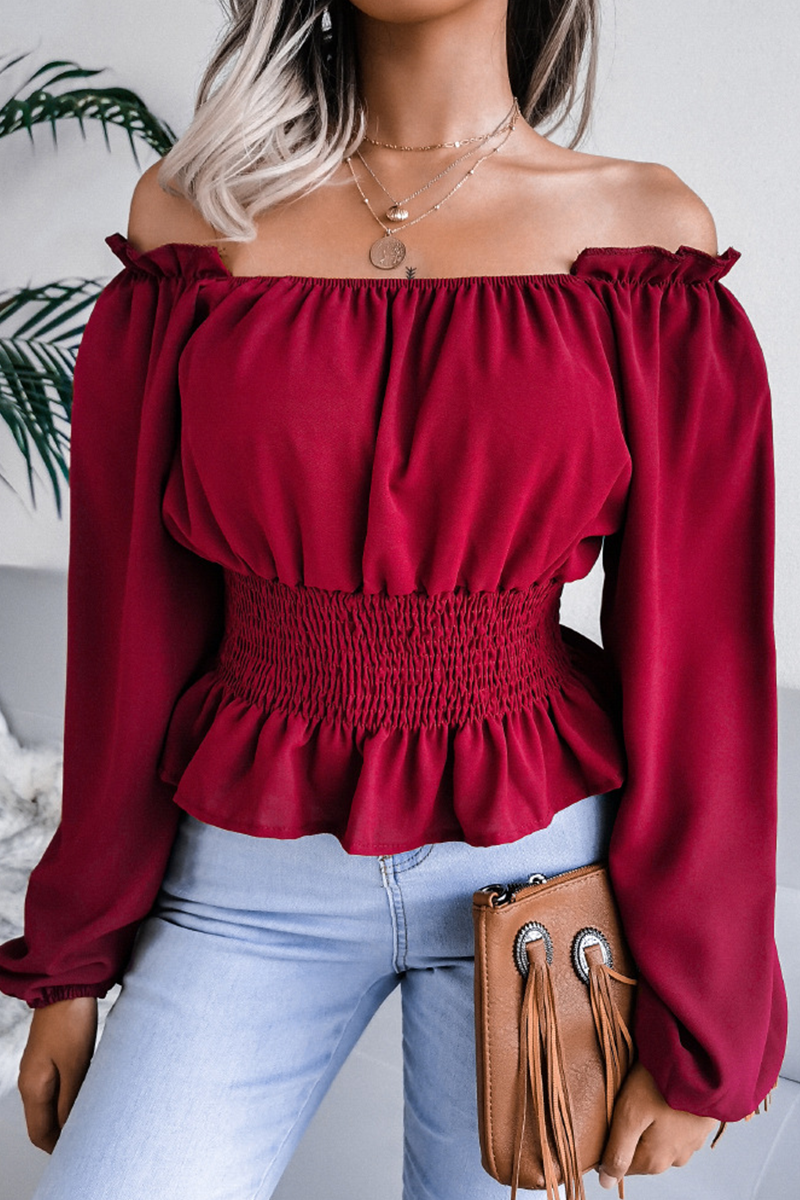 Bxoxo - Fashion Elegant Split Joint Off the Shoulder Tops(5 colors)