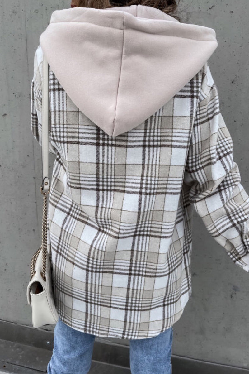 Bxoxo - Fashion Casual Plaid Contrast Turndown Collar Outerwear