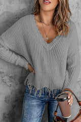 Bxoxo - Fashion Solid Tassel V Neck Sweaters(8 Colors)