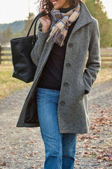 Bxoxo - Casual Solid Patchwork Turn-back Collar Outerwear(4 Colors)