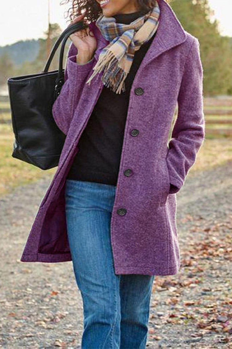 Bxoxo - Casual Solid Patchwork Turn-back Collar Outerwear(4 Colors)