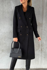 Bxoxo - Elegant Solid Buttons Turndown Collar Outerwear