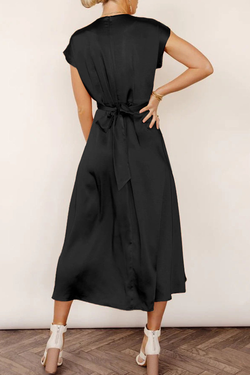 Bxoxo - Celebrities Elegant Solid Bandage U Neck Dresses(6 Colors)