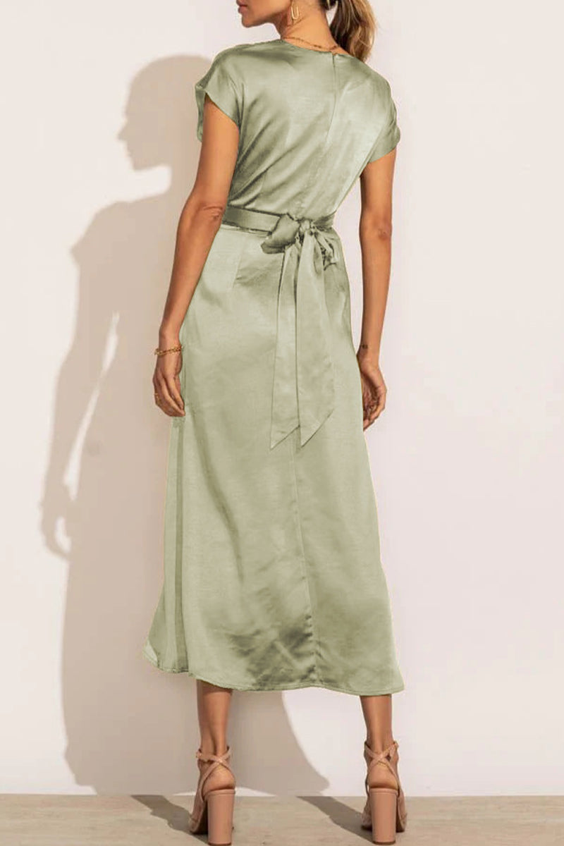 Bxoxo - Celebrities Elegant Solid Bandage U Neck Dresses(6 Colors)