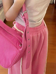 Pink Drawstring Baggy Sweatpants