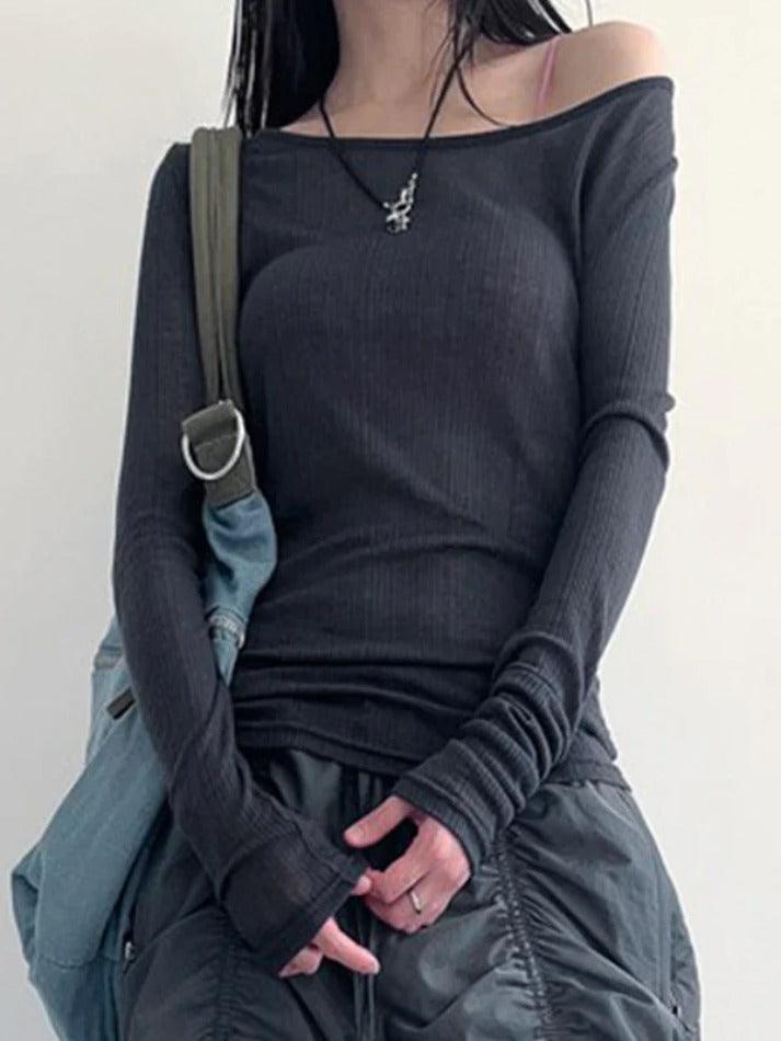 Solid Color Backless Long Sleeve Knit