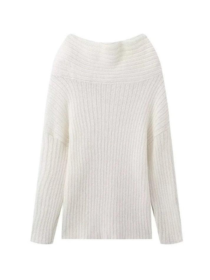 Solid Off Shoulder Splice Sweater