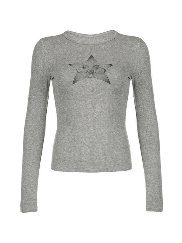 Adorable Star Print Slim Long Sleeve Knit