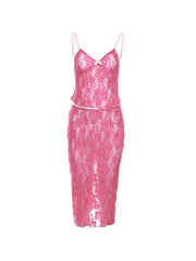 Perspective Lace Cami Wrap Hip Two Piece