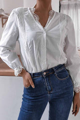 Bxoxo - Long Sleeve Flared Sleeve Solid Color Shirt Tops