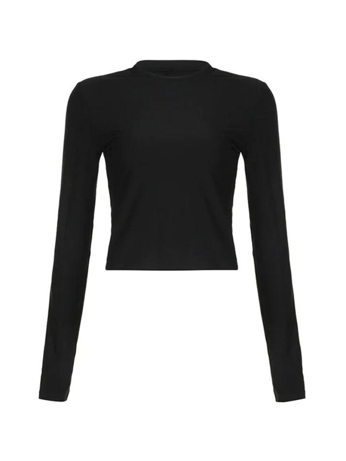 Basic Solid Crew Neck Slim Long Sleeve Tee
