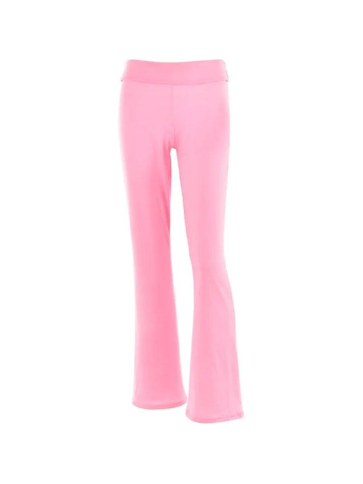 Solid High Rise Flare Leg Pants