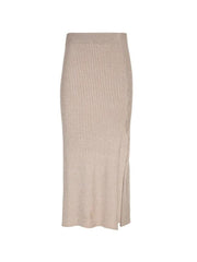 Solid High Rise Slit Knit Midi Skirt