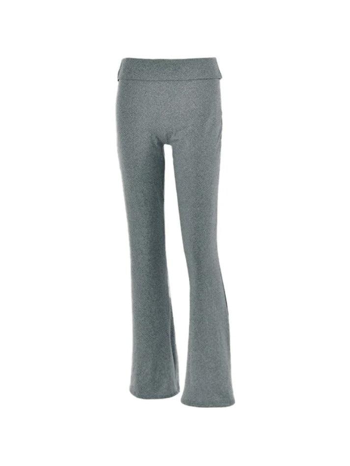 Solid High Rise Flare Leg Pants