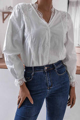 Bxoxo - Long Sleeve Flared Sleeve Solid Color Shirt Tops