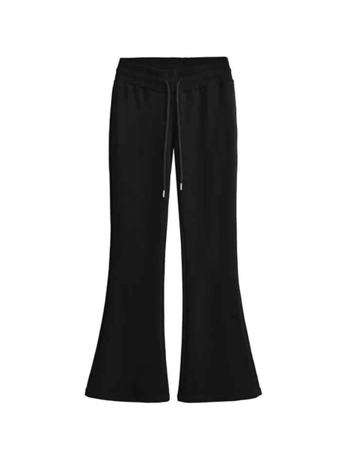 Solid Low Rise Drawstring Flare Leg Pants