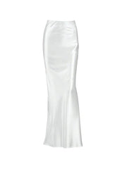 Solid Satin High Rise Mermaid Maxi Skirt