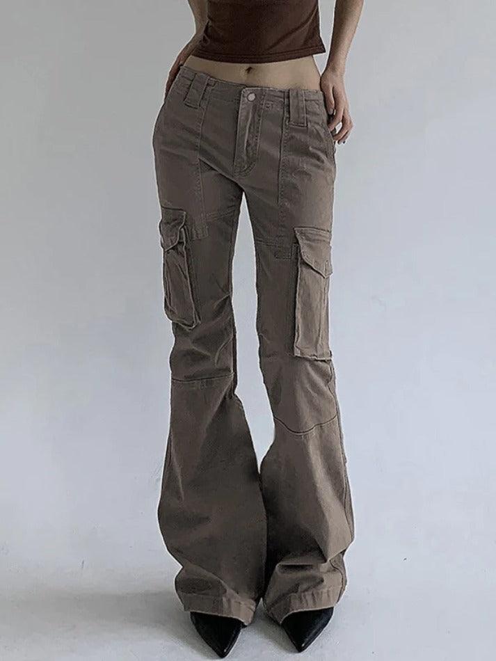 Low Waist Flap Pocket Flare Jeans