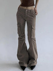 Low Waist Flap Pocket Flare Jeans