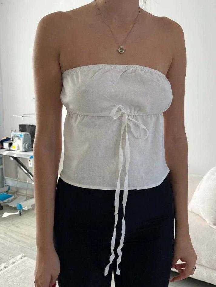 Solid Color Lace Up Tube Top