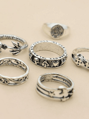 6pcs Vintage Skull Ring