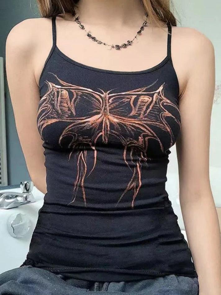 Contrast Color Butterfly Print Cami Top