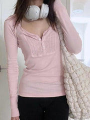 Lace Splice Long Sleeve Tee