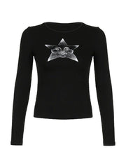 Adorable Star Print Slim Long Sleeve Knit