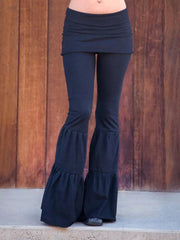 Multi Layered Splice Flare Leg Pants