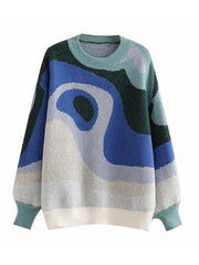 Abstract Print Jumper Knit Sweater